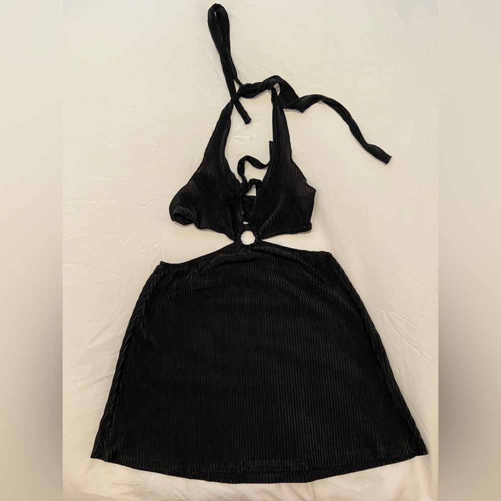 SHEIN Black Mini Dress with Tie Detail